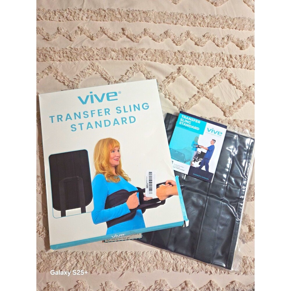Vive Transfer Sling Standard Reusable Patient Transfer Aid Sling, Black